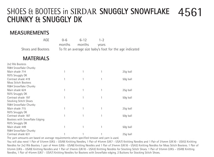 Sirdar Shoes and Bootees Knitting Pattern in Snuggly DK and Snowflake Chunky 4561P PDF DOWNLOAD