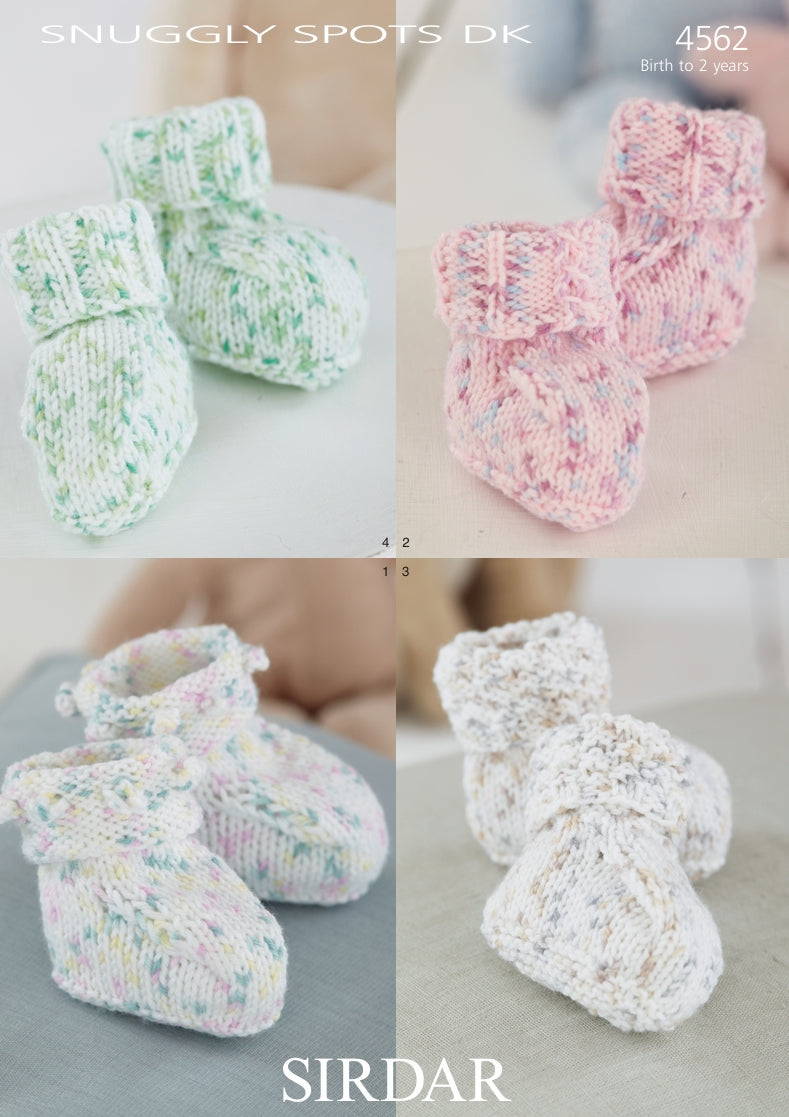 Sirdar Bootees Knitting Pattern in Snuggly Spots DK 4562P PDF DOWNLOAD
