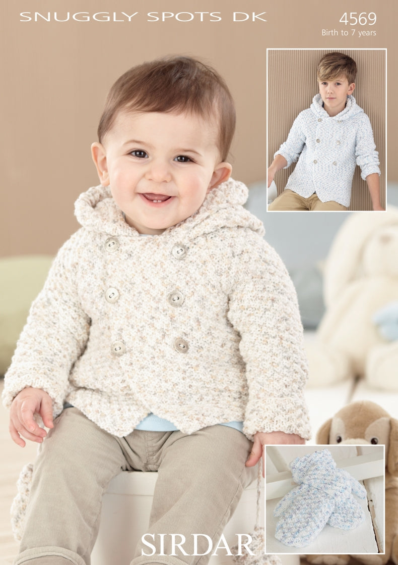 Sirdar Hooded Coat and Mittens Knitting Pattern in Snuggly Spots DK 4569P PDF DOWNLOAD