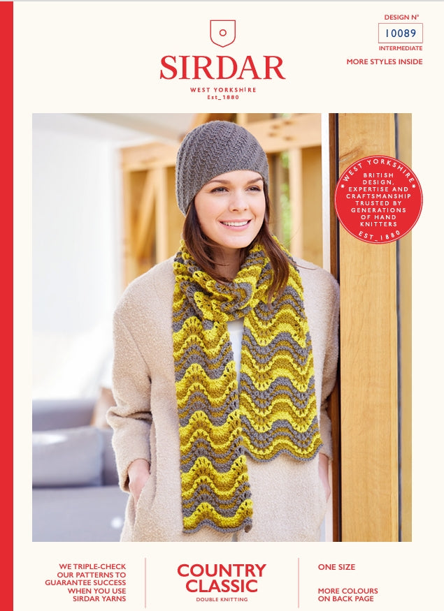 Sirdar Hat & Scarf Knitting Pattern in DK 10089P PDF DOWNLOAD