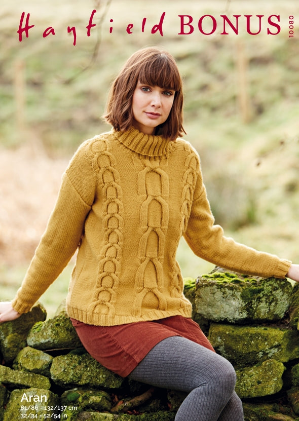 Hayfield Sweater Knitting Pattern in Aran 10080P PDF DOWNLOAD