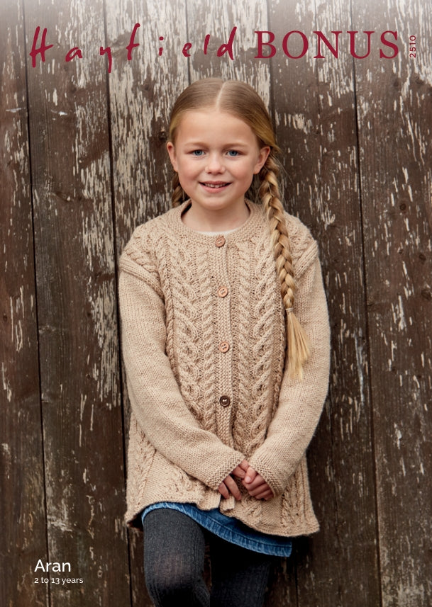 Hayfield Girl's Coat Knitting Pattern in Aran 2510P PDF DOWNLOAD