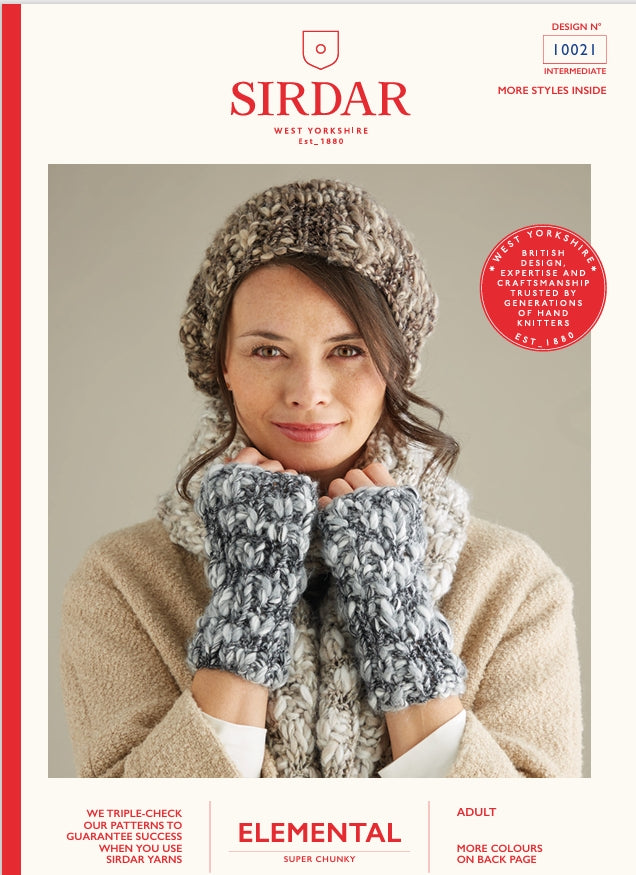 Sirdar Hat, Scarf & Wrist Warmers Knitting Pattern in Super Chunky 10021P PDF DOWNLOAD