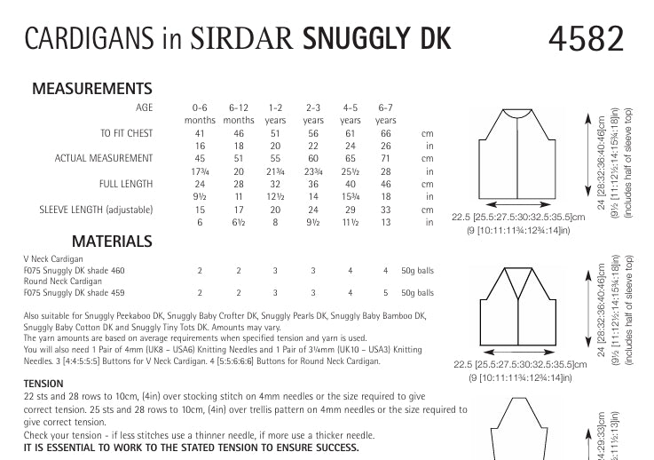 Sirdar Cardigans Knitting Pattern in Snuggly DK 4582P PDF DOWNLOAD
