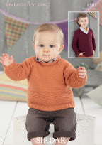 Sirdar Round Neck and V Neck Sweaters Knitting Pattern in Snuggly DK 4583P PDF DOWNLOAD
