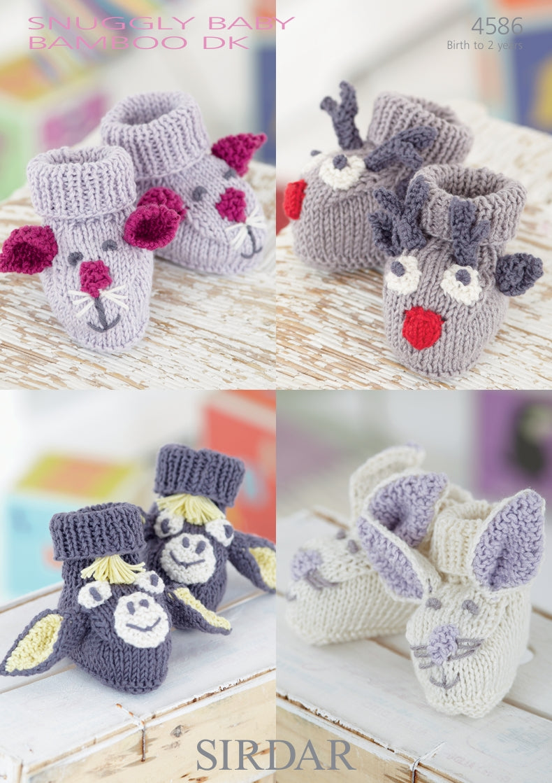 Sirdar Bootees Knitting Pattern in Snuggly Baby Bamboo DK 4586P PDF DOWNLOAD