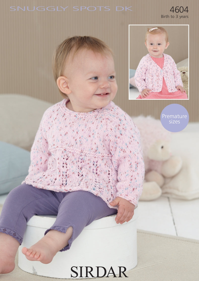 Sirdar Sweater and Cardigan Knitting Pattern in Snuggly Spots DK 4604P PDF DOWNLOAD