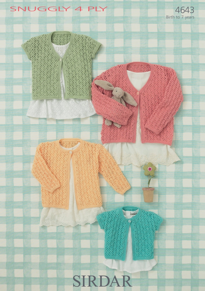 Sirdar Cardigans Knitting Pattern in Snuggly 4ply 4643P PDF DOWNLOAD