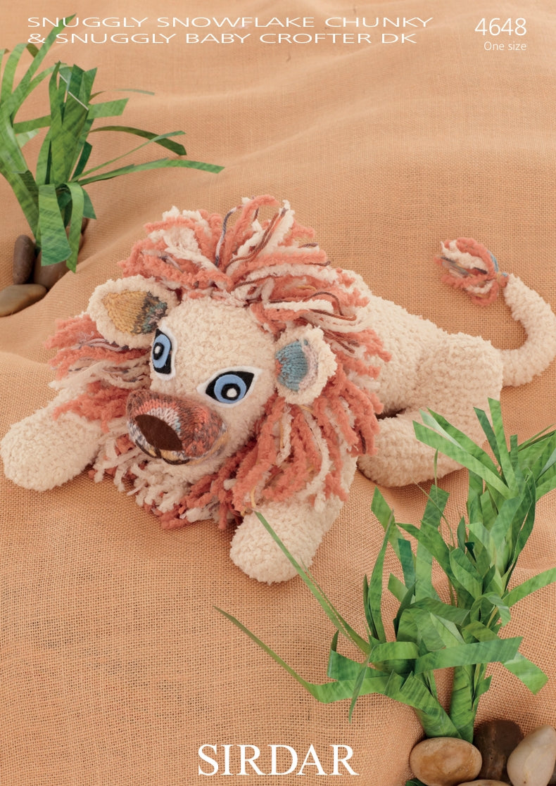 Sirdar Lion Toy Knitting Pattern in Snuggly Snowflake Chunky and Baby Crofter DK 4648P PDF DOWNLOAD
