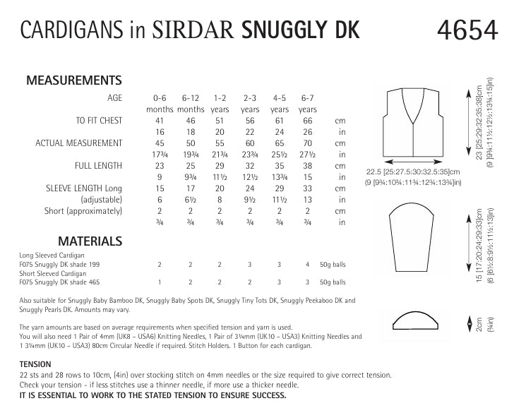 Sirdar Cardigans Knitting Pattern in Snuggly DK 4654P PDF DOWNLOAD