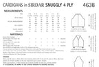 Sirdar Cardigans Knitting Pattern in Snuggly 4ply 4638P PDF DOWNLOAD