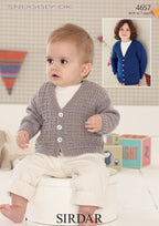 Sirdar Boys V Neck Cardigans Knitting Pattern in Snuggly DK 4657P PDF DOWNLOAD