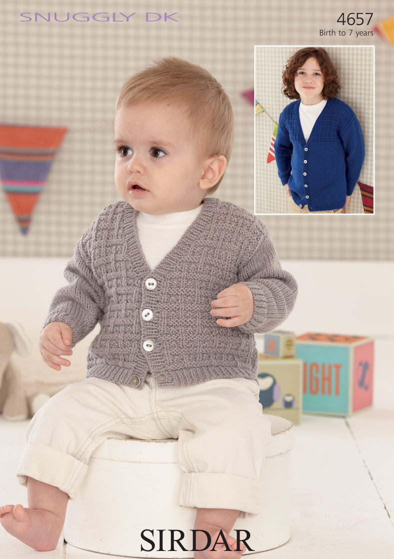 Sirdar Boys V Neck Cardigans Knitting Pattern in Snuggly DK 4657P PDF DOWNLOAD