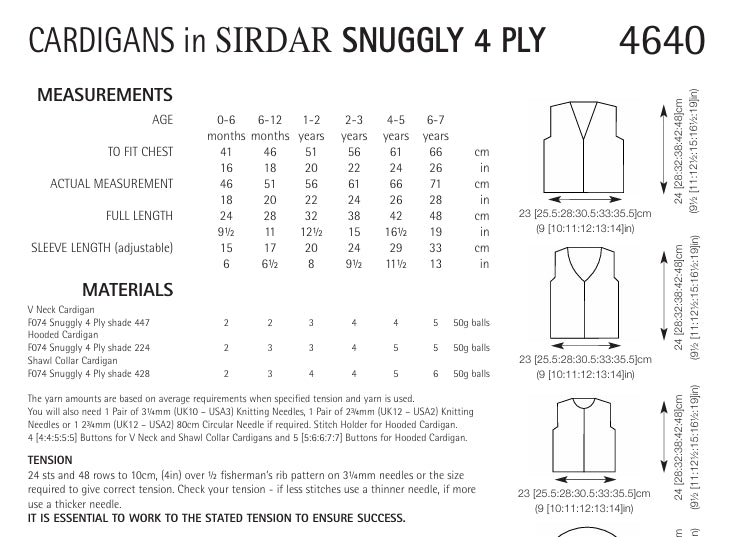 Sirdar Cardigans Knitting Pattern in Snuggly 4ply 4640P PDF DOWNLOAD