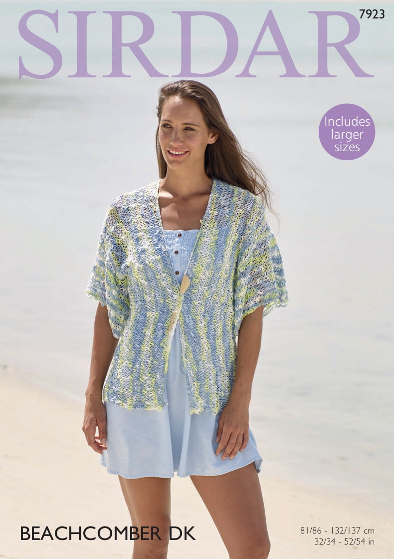 Sirdar Jacket Knitting Pattern in Sirdar Beachcomber DK 7923P PDF DOWNLOAD