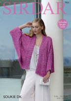 Sirdar Kimono Style Jacket Knitting Pattern in Sirdar Soukie DK 7931P PDF DOWNLOAD