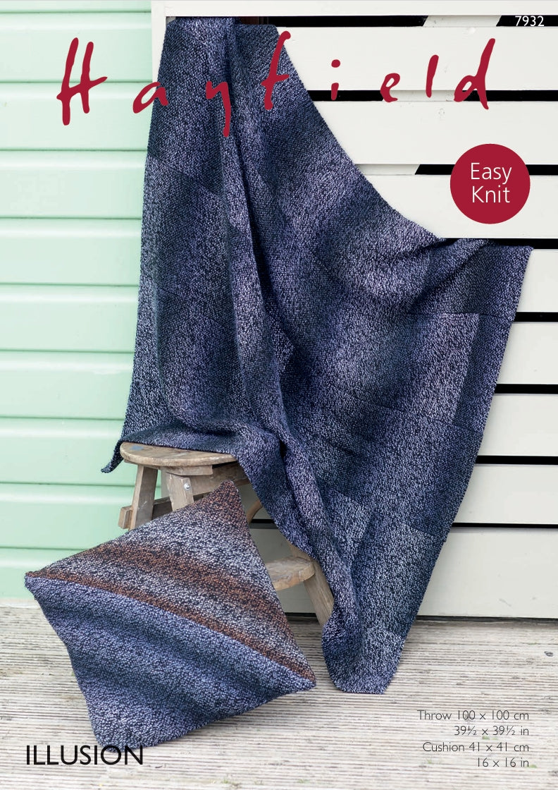 Hayfield Throw and Cushion Knitting Pattern in Hayfield Illusion DK 7932P PDF DOWNLOAD