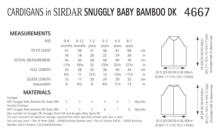 Sirdar Cardigans Knitting Pattern in Snuggly Baby Bamboo DK 4667P PDF DOWNLOAD
