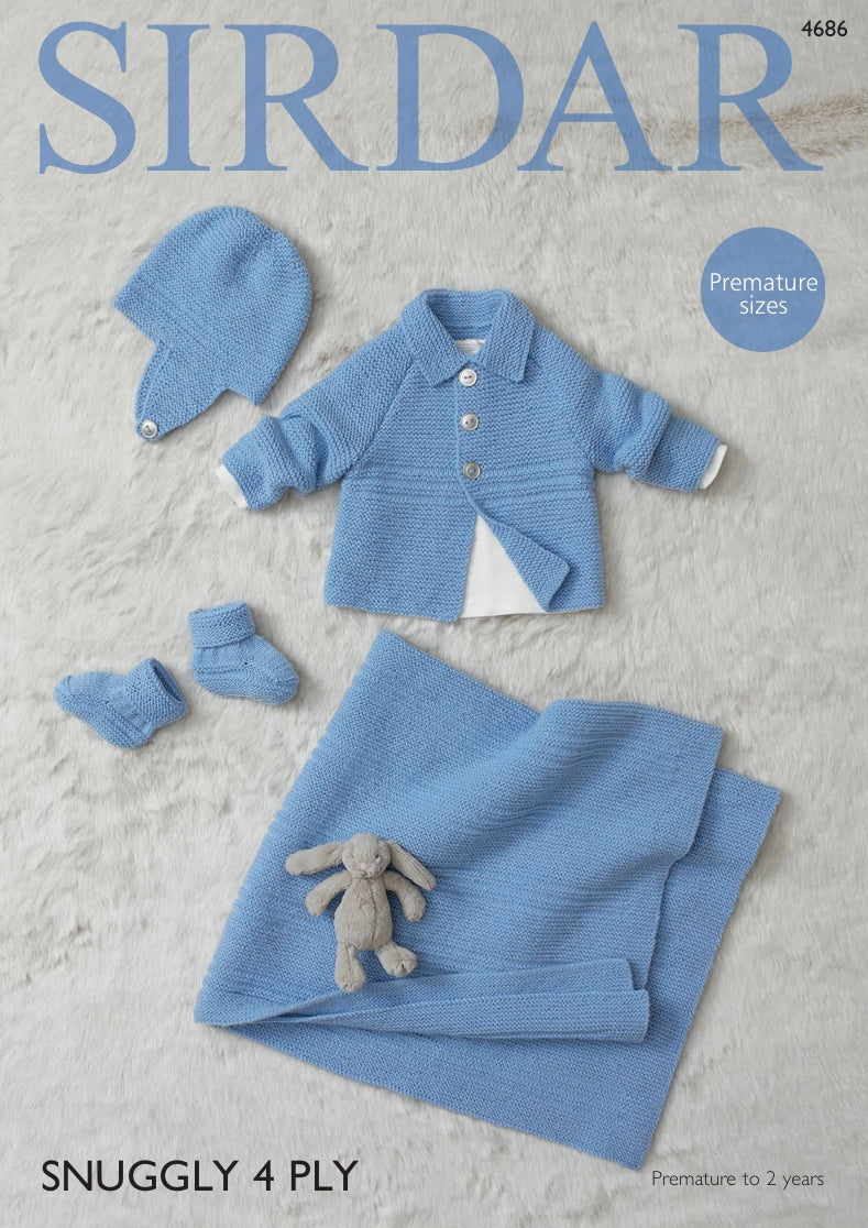 Sirdar Jacket, Helmet and Bootees Knitting Pattern in Snuggly 4ply 4686P PDF DOWNLOAD