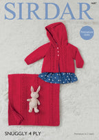 Sirdar Baby Girls Hooded Jacket and Blanket Knitting Pattern in Snuggly 4ply 4687P PDF DOWNLOAD