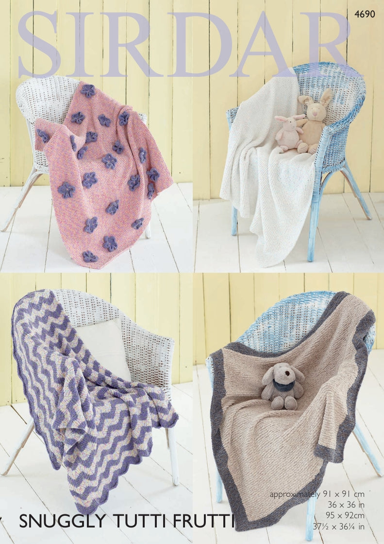 Sirdar Blankets Knitting Pattern in Snuggly Tutti Frutti 4690P PDF DOWNLOAD