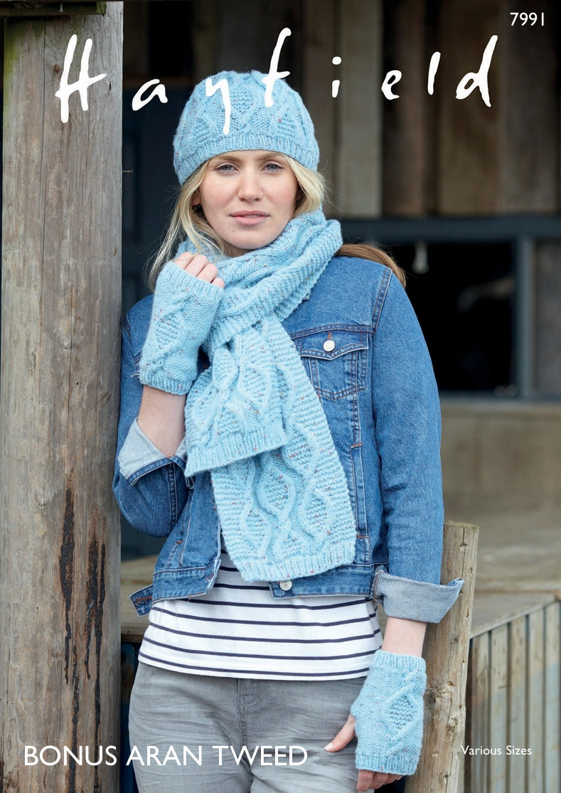 Hayfield Accessories Knitting Pattern in Bonus Aran Tweed 7991P PDF DOWNLOAD
