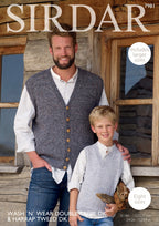 Sirdar Tank Top and Waistcoat Knitting Pattern in Harrap Tweed DK and Double Crepe DK 7981P PDF DOWNLOAD