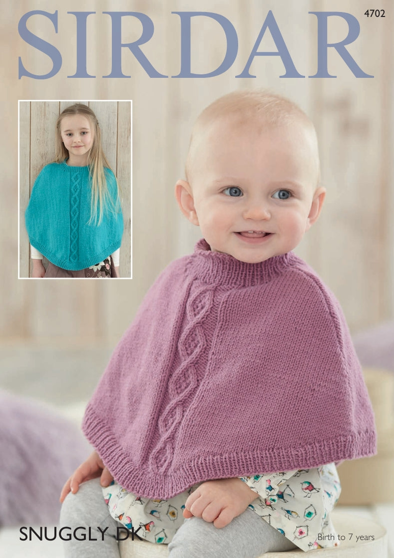 Sirdar Ponchos Knitting Pattern in Snuggly DK 4702P PDF DOWNLOAD