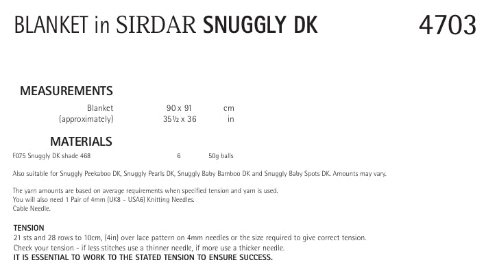 Sirdar blanket Knitting Pattern in Snuggly DK 4703P PDF DOWNLOAD