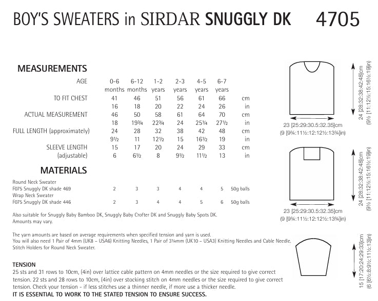 Sirdar Boys Sweaters Knitting Pattern in Snuggly DK 4705P PDF DOWNLOAD