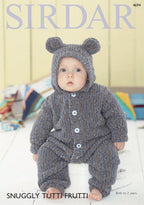 Sirdar Hooded Onesie Knitting Pattern in Snuggly Tutti Frutti 4694P PDF DOWNLOAD