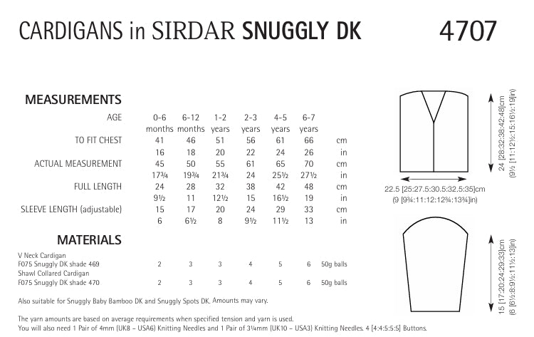 Sirdar Cardigans Knitting Pattern in Snuggly DK 4707P PDF DOWNLOAD