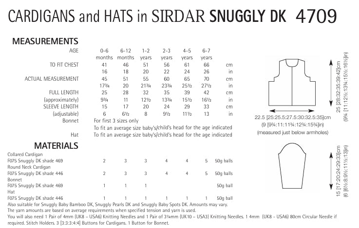 Sirdar Cardigans and Hats Knitting Pattern in Snuggly DK 4709P PDF DOWNLOAD