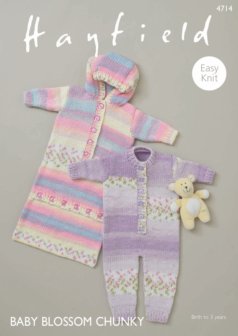 Hayfield Girls All in One and Sleeping Bag Knitting Pattern in Hayfield Baby Blossom Chunky 4714P PDF DOWNLOAD