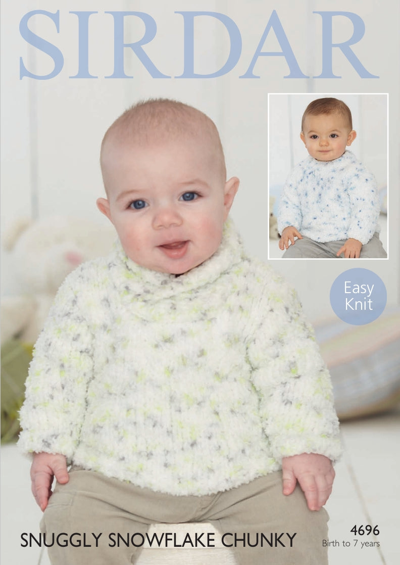 Sirdar Sweaters Knitting Pattern in Snuggly Snowflake Chunky 4696P PDF DOWNLOAD