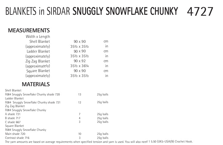 Sirdar Blankets Crochet Pattern in Sirdar Snuggly Snowflake Chunky 4727P PDF DOWNLOAD