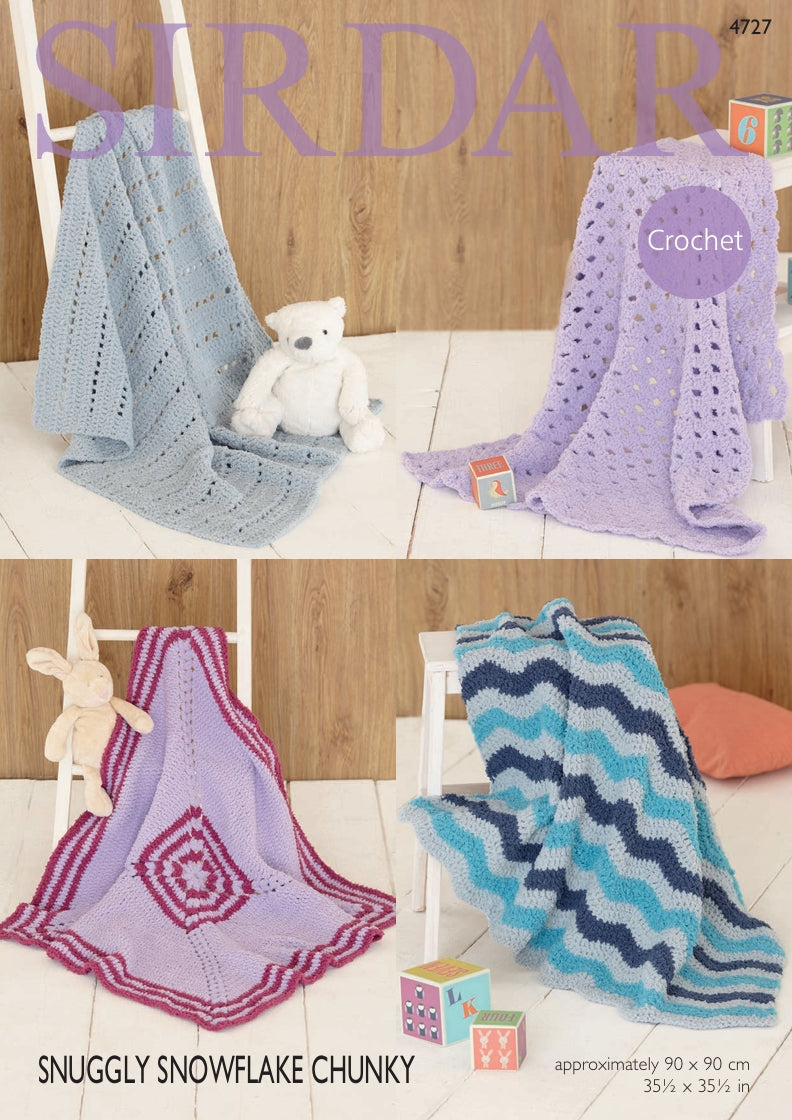 Sirdar Blankets Crochet Pattern in Sirdar Snuggly Snowflake Chunky 4727P PDF DOWNLOAD