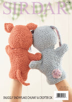 Sirdar Hand Puppets Knitting Pattern in Sirdar Snuggly Snowflake Chunky and Baby Crofter DK 4728P PDF DOWNLOAD