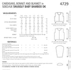 Sirdar Cardigans, Bonnet and Blanket Knitting Pattern in Sirdar Snuggly Baby Bamboo DK 4729P PDF DOWNLOAD