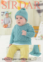Sirdar Sweater, Hat and Blanket Knitting Pattern in Sirdar Snuggly Baby Bamboo DK 4731P PDF DOWNLOAD