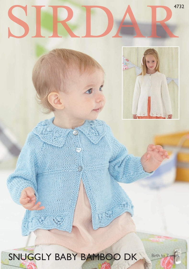 Sirdar Cardigans Knitting Pattern in Sirdar Snuggly Baby Bamboo DK 4732P PDF DOWNLOAD