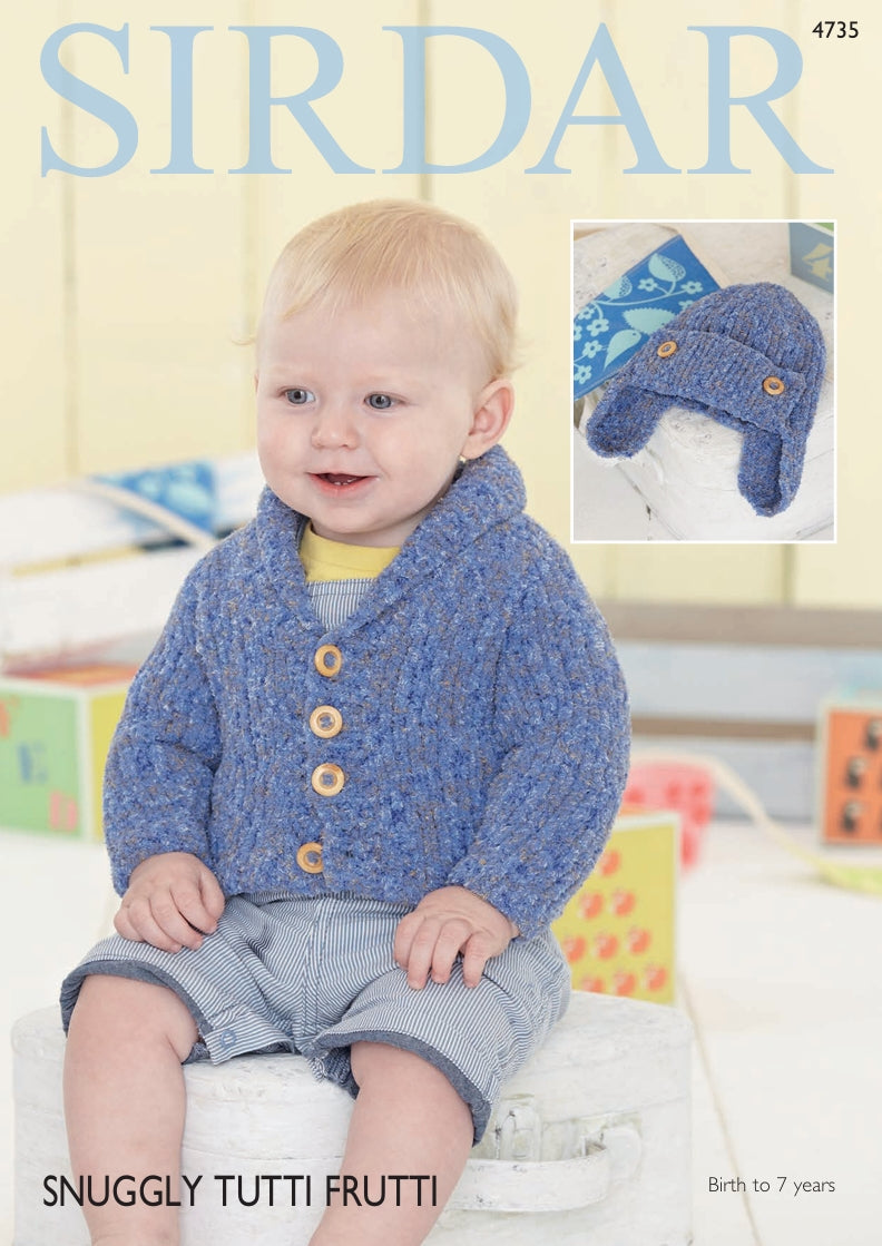 Sirdar Cardigan and Helmet Knitting Pattern in Sirdar Snuggly Tutti Frutti 4735P PDF DOWNLOAD