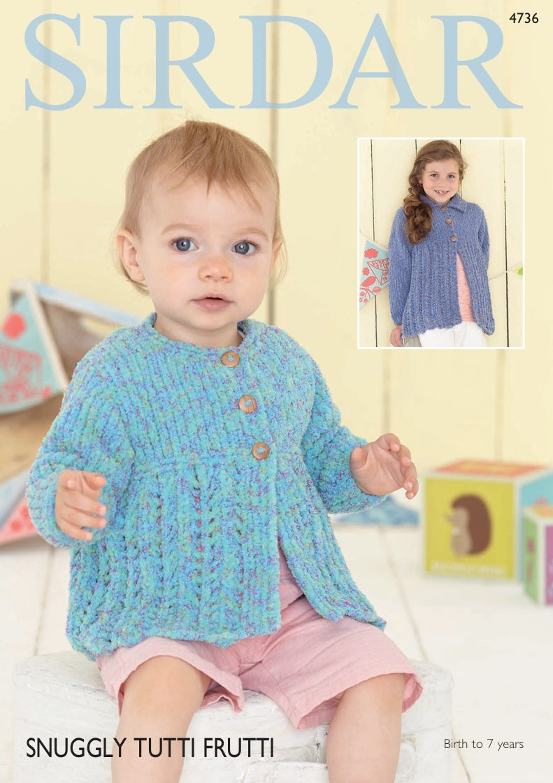 Sirdar Cardigans Knitting Pattern in Sirdar Snuggly Tutti Frutti 4736P PDF DOWNLOAD