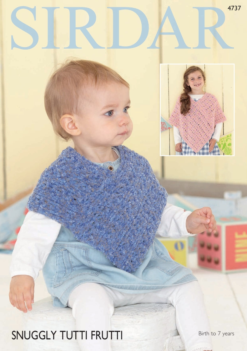 Sirdar Ponchos Knitting Pattern in Sirdar Snuggly Tutti Frutti 4737P PDF DOWNLOAD