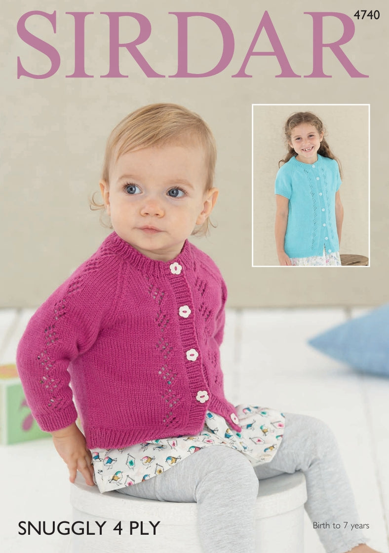 Sirdar Cardigans Knitting Pattern in Sirdar Snuggly 4ply 4740P PDF DOWNLOAD