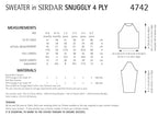 Sirdar Sweater Knitting Pattern in Sirdar Snuggly 4ply 4742P PDF DOWNLOAD