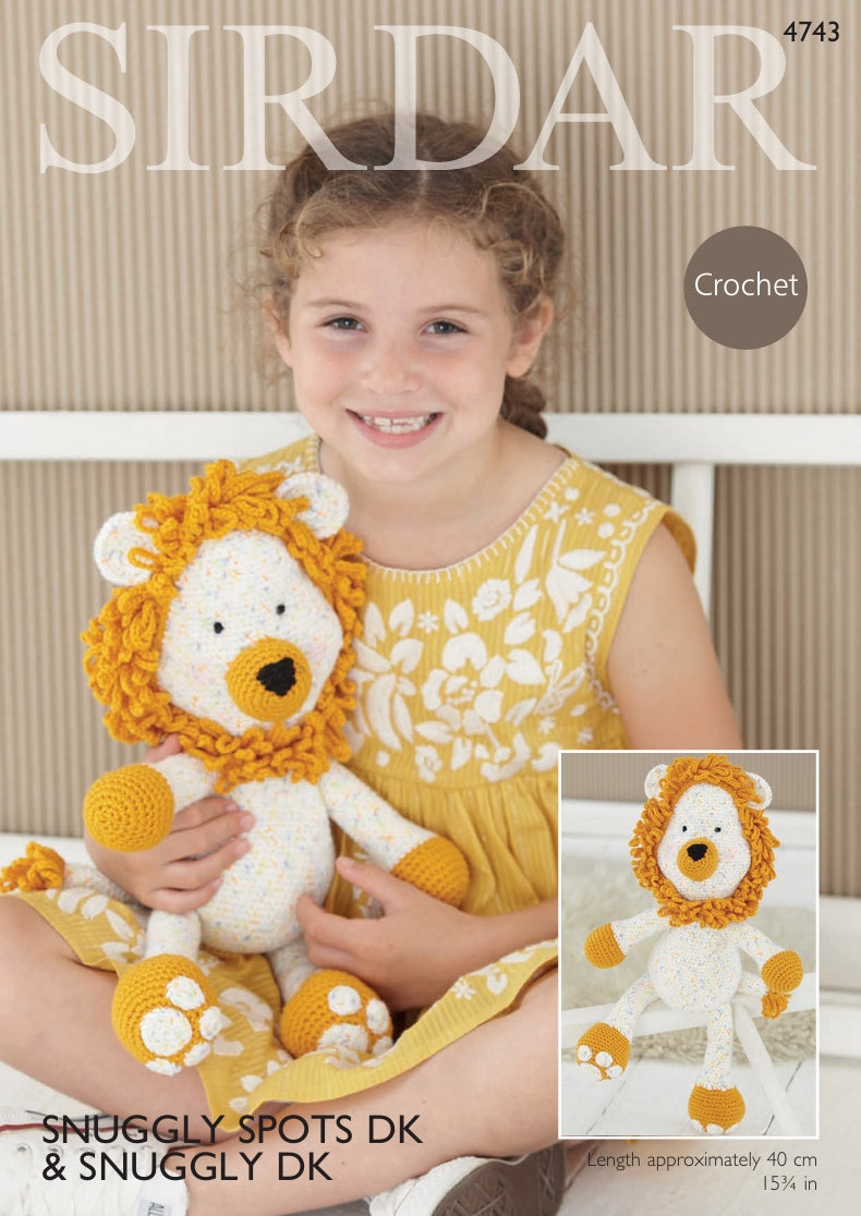 Sirdar Logan the Lion Toy Knitting Pattern in Sirdar Snuggly Spots and Snuggly DK 4743P PDF DOWNLOAD