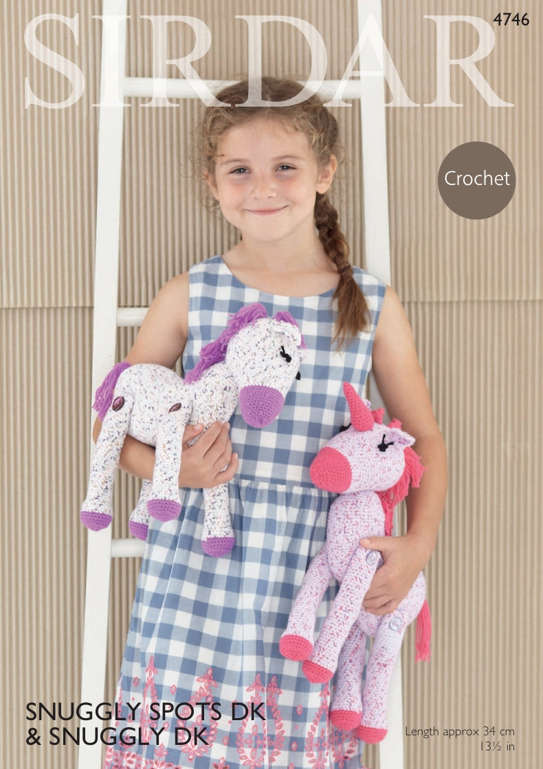 Sirdar Horse and Unicorn Toys Crochet Pattern in Sirdar Snuggly Spots and Snuggly DK 4746P PDF DOWNLOAD