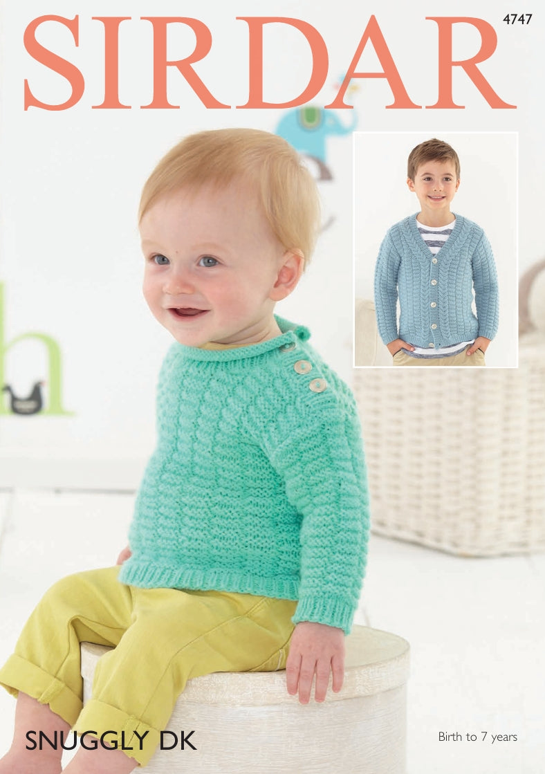 Sirdar Sweater and Cardigan Knitting Pattern in Sirdar Snuggly DK 4747P PDF DOWNLOAD