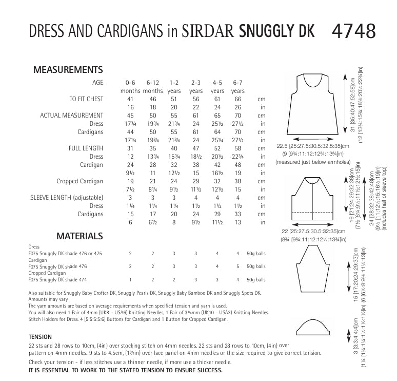 Sirdar Dress and Cardigans Knitting Pattern in Sirdar Snuggly DK 4748P PDF DOWNLOAD